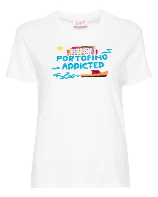 Camiseta con eslogan bordado Mc2 Saint Barth de color White