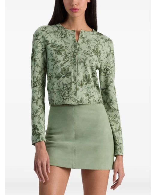 Alice + Olivia Green Carson Floral-Print Cardigan