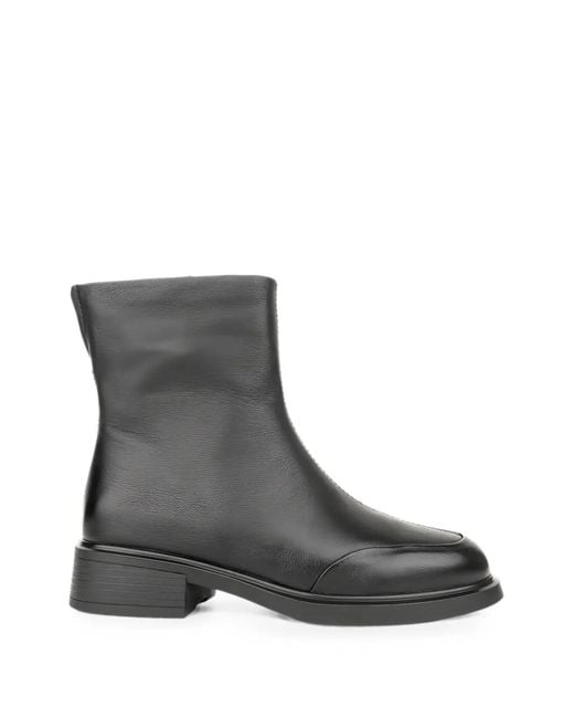 Linda Baumann Black Side-Zip Leather Ankle Boots