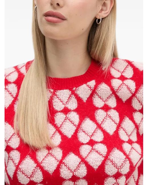 Benetton Red Heart Pattern Sweater