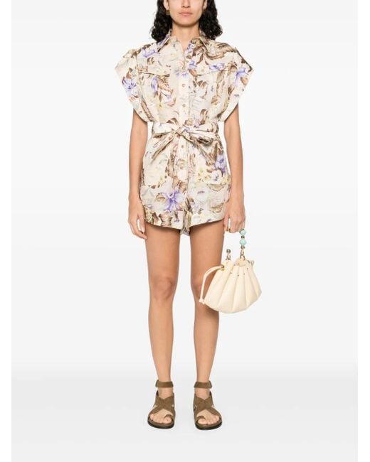 Zimmermann Natural Coco Cuffed Playsuit