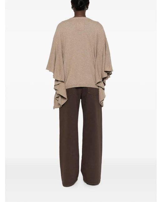 Uma Wang Natural Rouges Ruffled-Sleeve Sweater