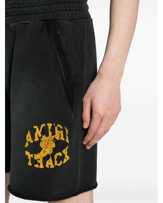 Amiri Black Logo-print Cotton Shorts for men