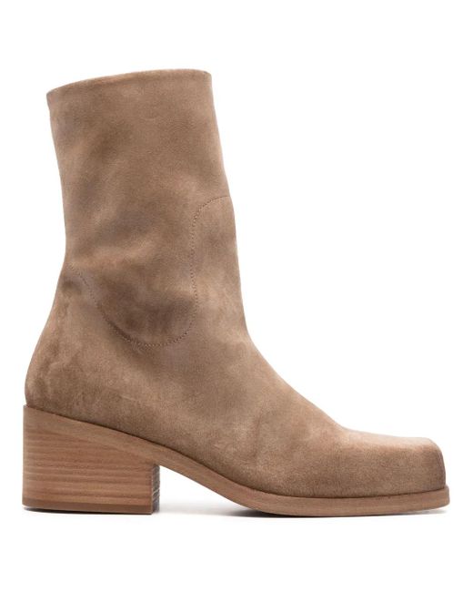 Bottines En Daim À Talon Épais Marsèll en coloris Brown