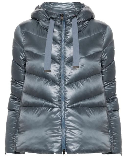 Herno Blue Hooded Puffer Coat