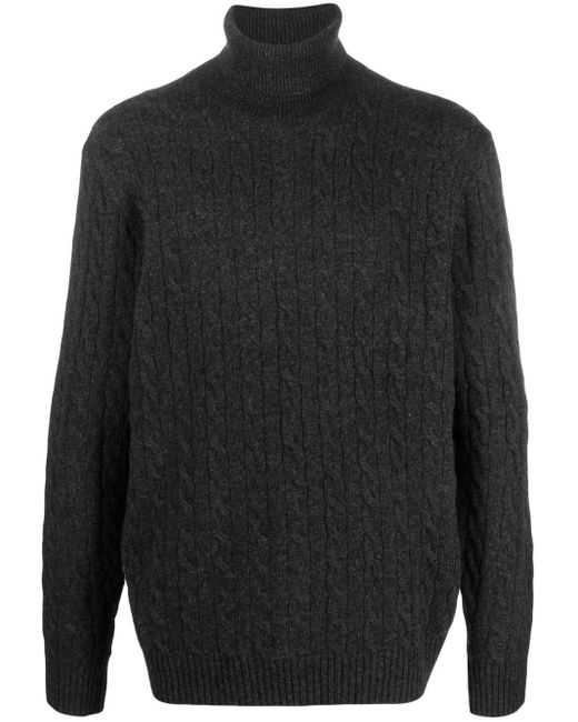 Polo Ralph Lauren Cable-knit Roll-neck Jumper in Gray for Men | Lyst