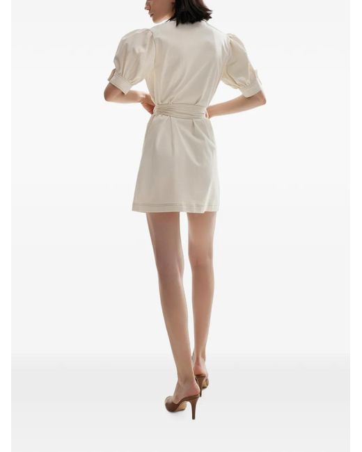 Lita Couture Natural Puff-Sleeve Mini Dress