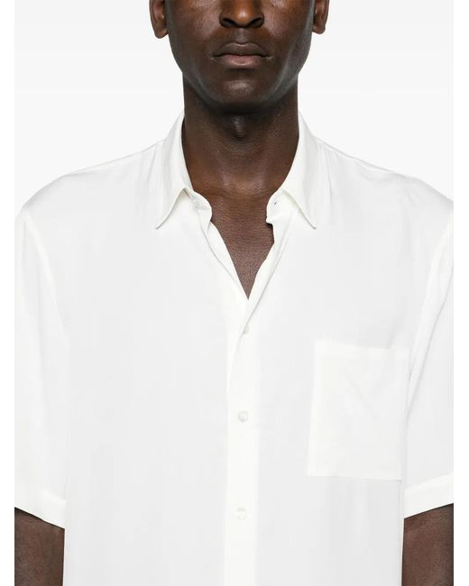 Patrizia Pepe White Classic-Collar Twill Shirt for men