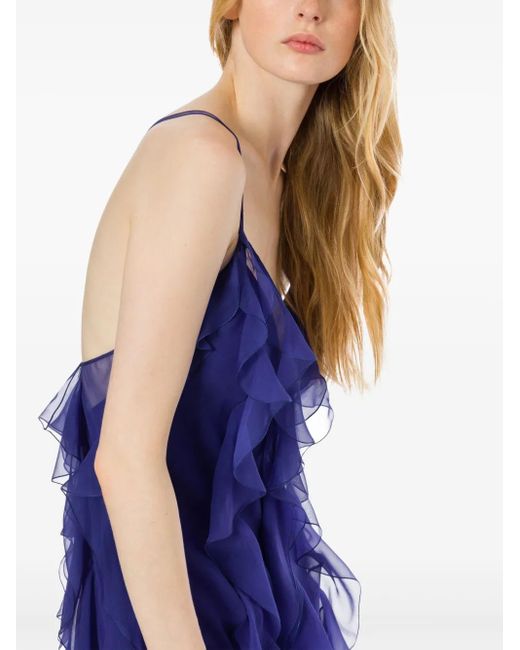 Alberta Ferretti ラッフル マキシドレス Purple