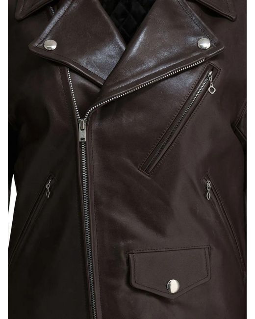 Auralee Black Leather Biker Jacket for men