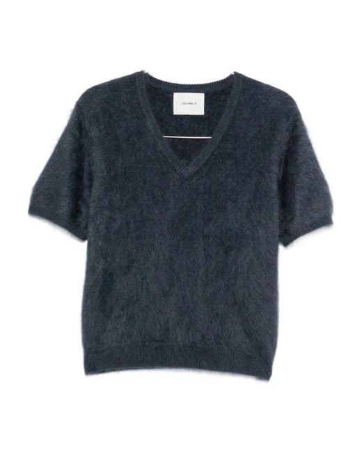 Lisa Yang Blue Brushed Knitted Top