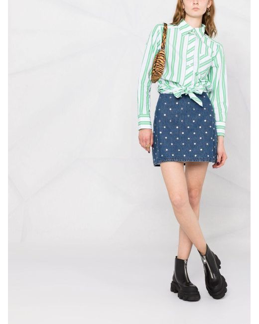 ganni green striped shirt