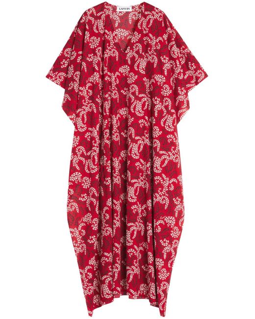 Lanvin フローラル カフタン Red