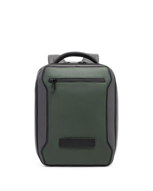 Piquadro Green Logo-Patch Expandable Backpack for men