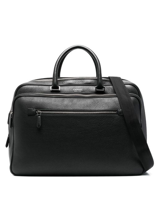 Canali Black Embossed-logo Detail Laptop Bag for men