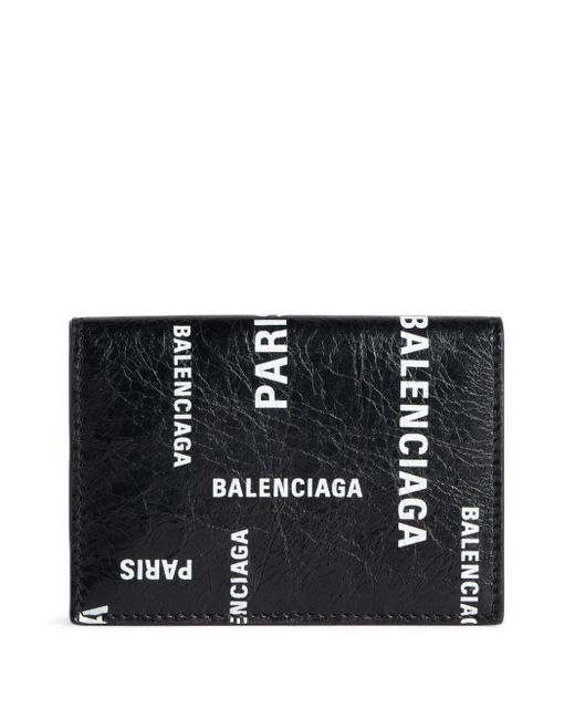 Balenciaga Black Logo-print Foldover Wallet for men