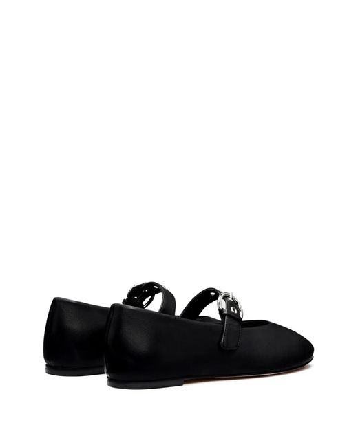 Reformation Black Bethany Adjustable-Buckle Ballet Flat