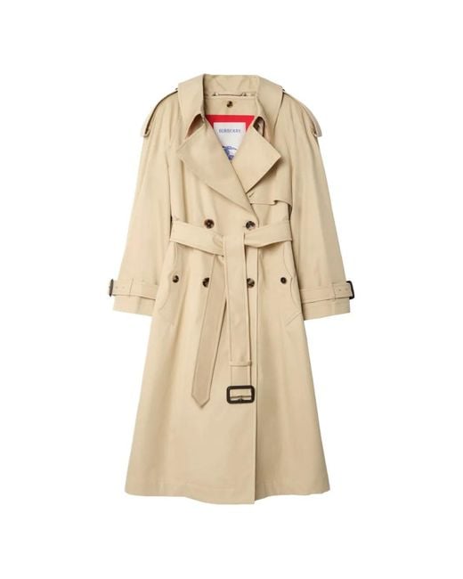 Burberry Natural Long Gabardine Fitzrovia Trench Coat With Warmer
