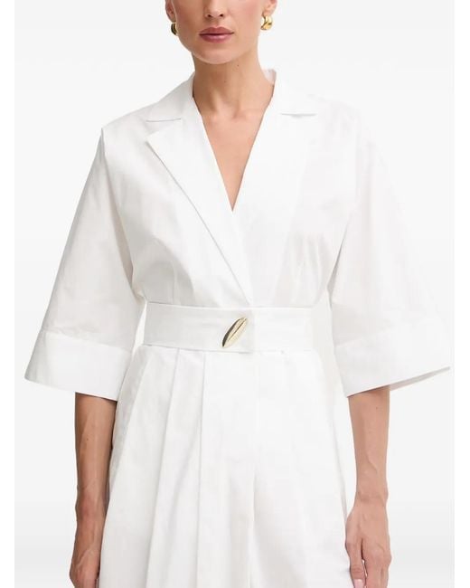 SIMONA CORSELLINI White Belted Wide-Sleeve Dress
