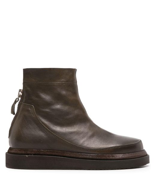 Moma Brown Faded Cal Leather Ankle Boots