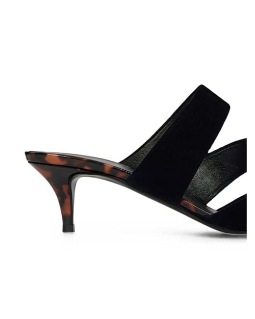 Balmain Black Velvet Tortoiseshell-Effect Mules