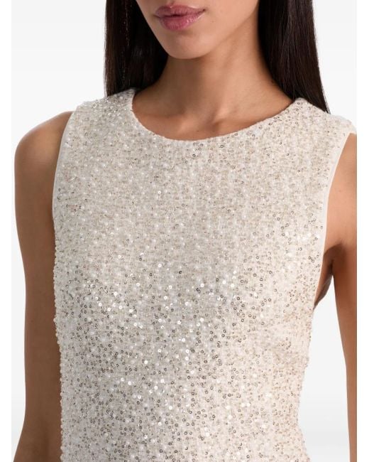 Robe Évasée Sans Manches À Sequins Brodés Cade Alice + Olivia en coloris White
