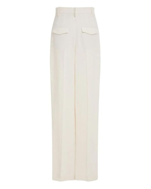 Brunello Cucinelli White Linen Wide-Leg Trousers