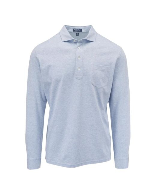 Peter Millar Blue Landon Long-Sleeve Pocket Polo Shirt for men