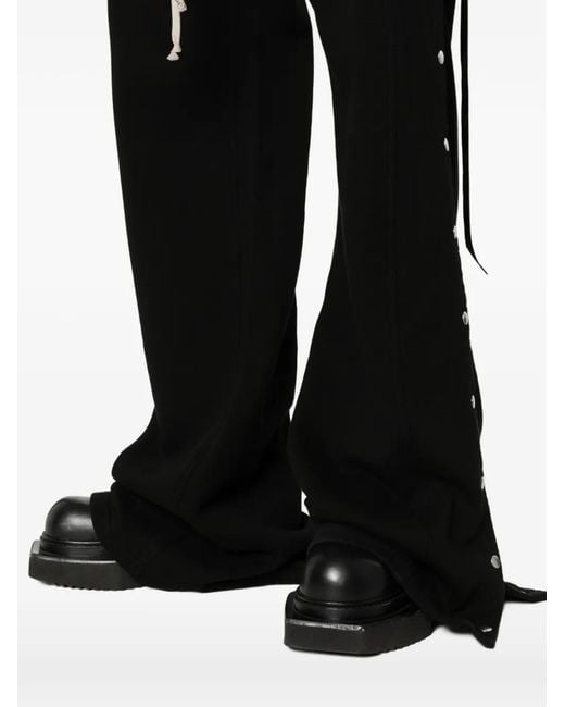Rick Owens Black Drawstring Wide-Leg Trousers for men