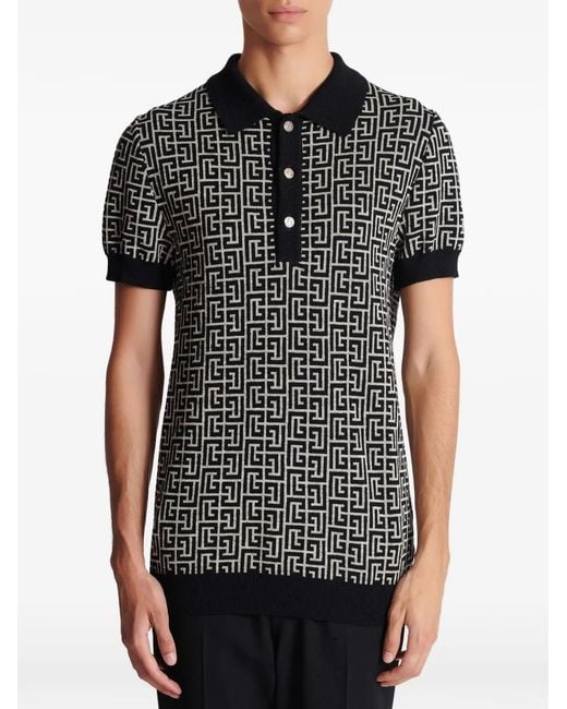 Balmain Black Polo With Monogram, ' for men