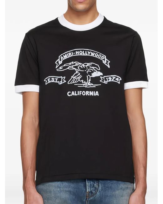 Amiri Men's Black Eagle-Print Ringer T-Shirt
