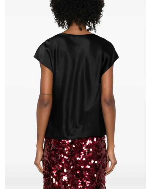 Vince Black Silk Cowl-Neck Blouse