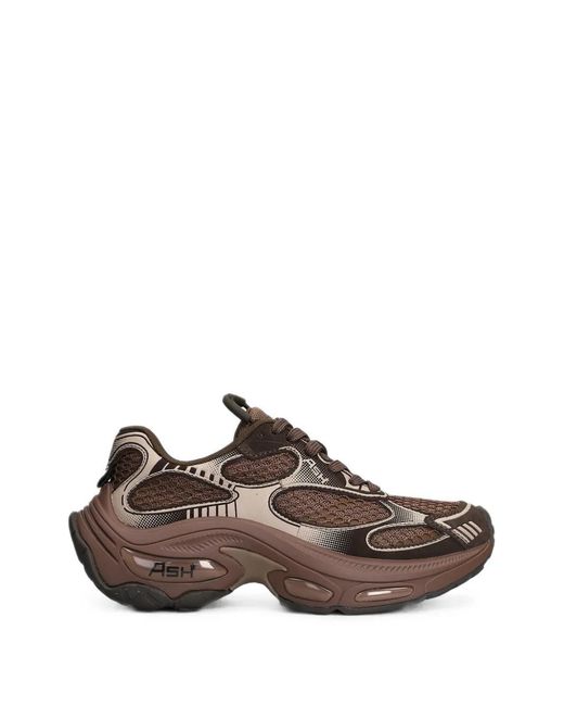 Ash Brown Dragon03 Mesh-Panel Low-Top Sneakers