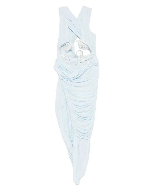 Christopher Esber White Sculptured Draped Asymmetric Dres