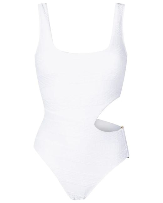 Amir Slama White Woven Cut-Out One-Piece