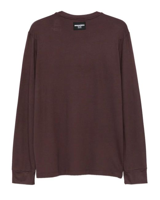 DSquared² Brown Long-Sleeve Crew-Neck Sweater for men