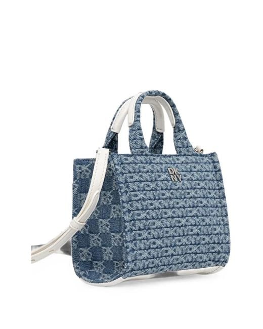 DKNY Blue Logo-Pattern Tote Bag
