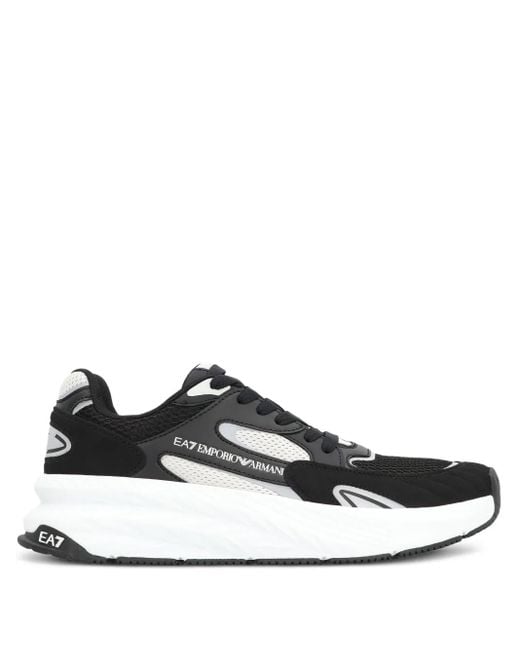 EA7 Black Mesh Panel Sneakers for men