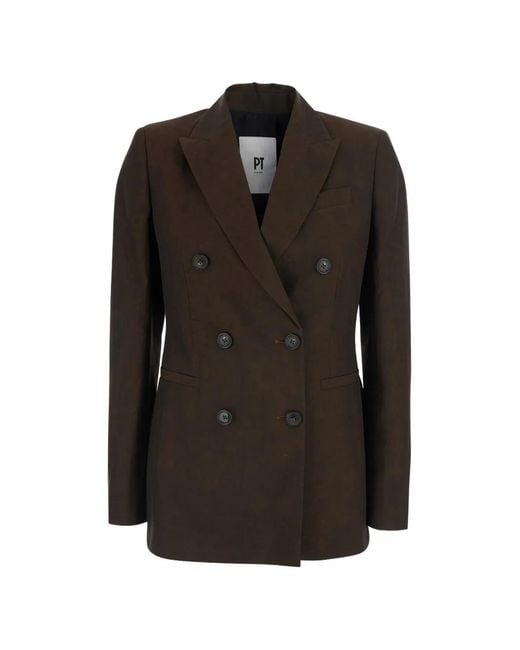 PT Torino Black Romy Double-Breasted Blazer