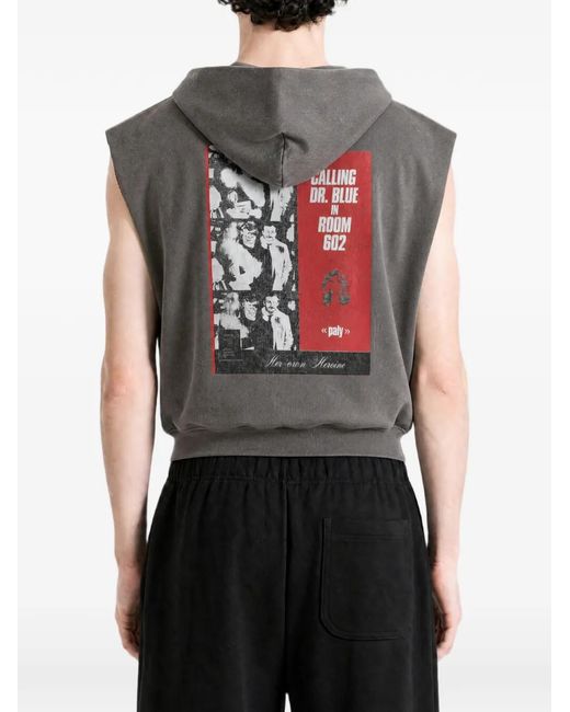 PALY Gray Hoodie Dr. Imprimé À Effet Usé