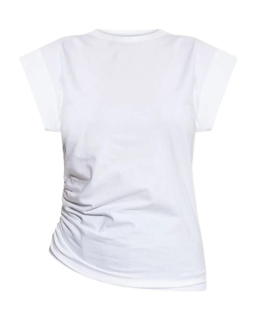 Officine Generale White T-Shirt mit Raffungen