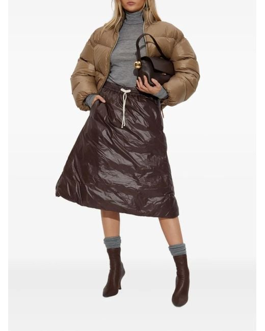 Jil Sander Brown Quilted Puffer Coat