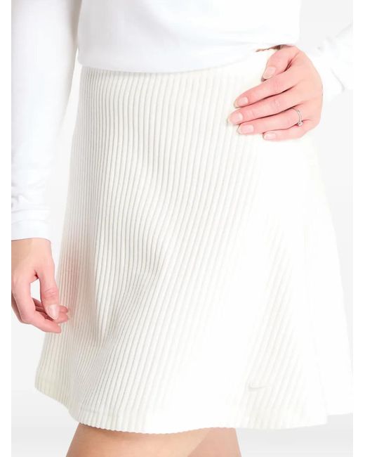 Nike White Ribbed-Knit Mini Skirt