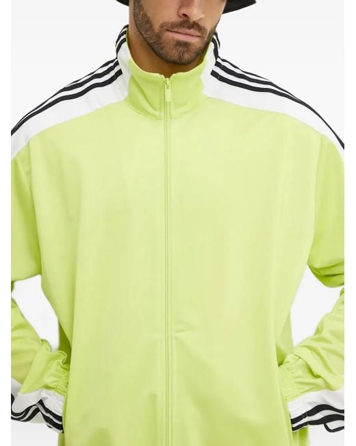 Felpa Con Zip E Decorazione A Tre Righe di Adidas in Green da Uomo