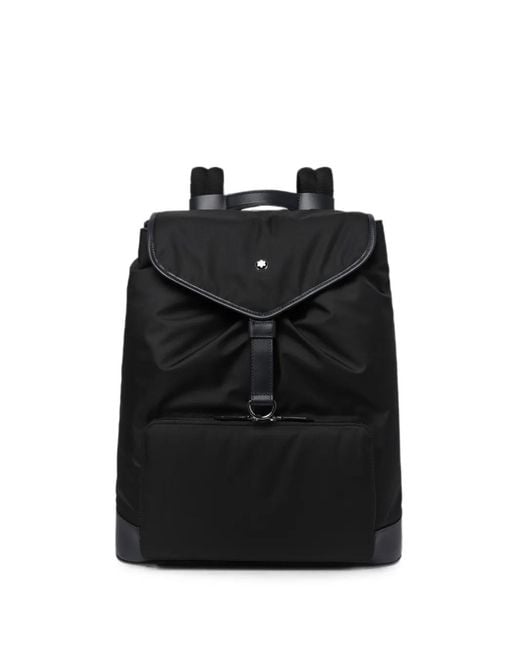 Montblanc Black Logo-Plaque Foldover-Top Canvas Large Backpack