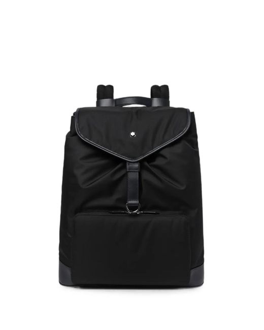 Montblanc Black Logo-Plaque Foldover-Top Canvas Large Backpack