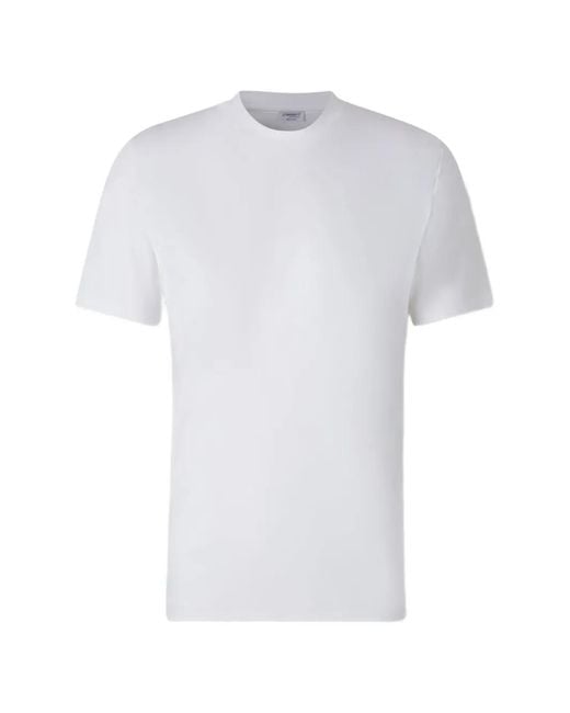 Zimmerli of Switzerland White Ribbed-Collar T-Shirt for men