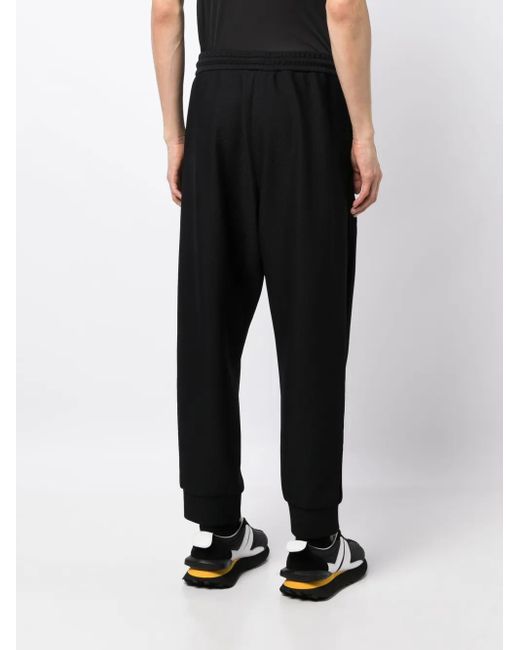 Giorgio Armani Black Logo-Embroidered Tapered Track Pants for men