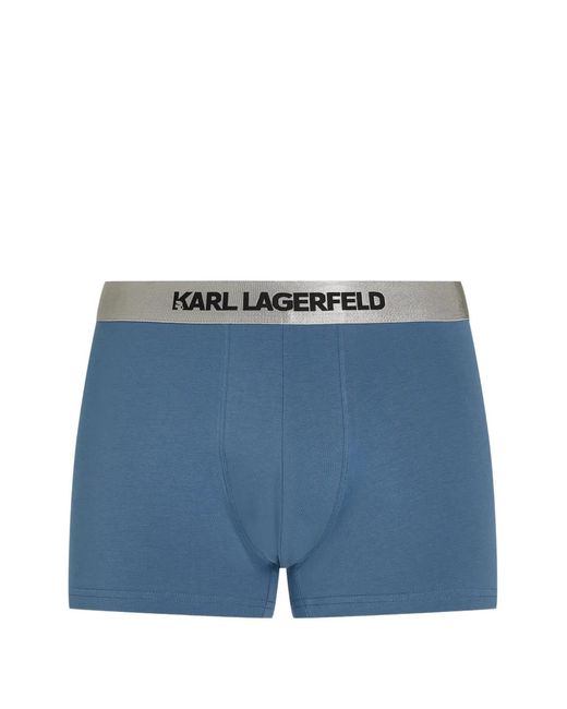Karl Lagerfeld Blue Logo-Waistband Boxers (Set Of Three) for men
