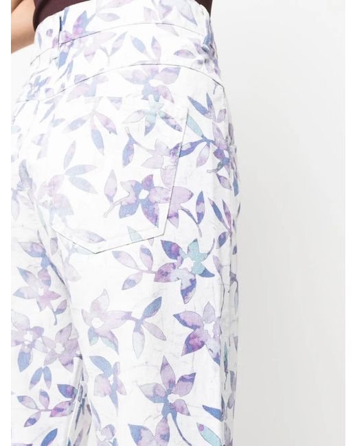 Isabel Marant Blue Floral-print Straight-leg Trousers